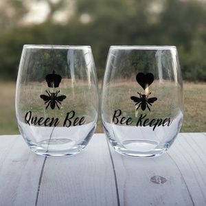 🐝 Queen bee and bee keeper wine glass set 🐝